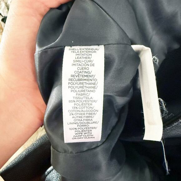 LOFT Black Faux Leather Biker Jacket Women's Size 4 EUC Zip Up Pockets - Picture 8 of 10